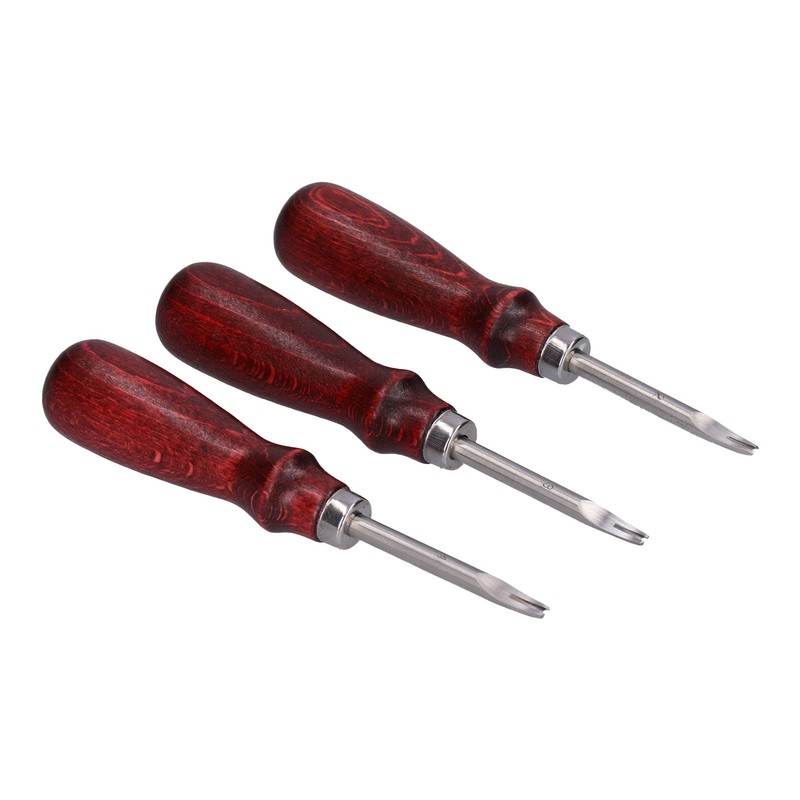 3pcs Leather Edger Sharp Professional Trimming Working Kit with Wooden