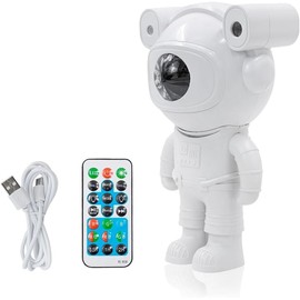 GETEPOTY Astronaut Galaxy Projector with timer and remote control, 360° adjustable nebula night light with remote, children's star projector, adults, room decor gift, White