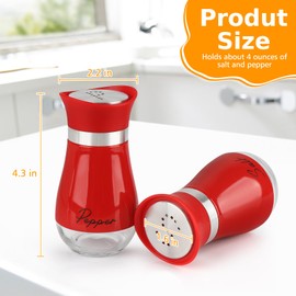 Accmor Salt and Pepper Shakers Set, 4 oz Stainless Steel Salt Pepper Shaker Containers with Glass Bottom for Kitchen Cooking, BBQ, Bar, Table, RV, Camp