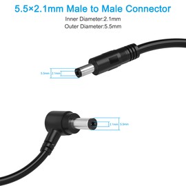 Male to Male DC Extension Cord,Surveillance Camera Cables,90 Degree 5.5mm x 2.1mm,12v DC Power Extension Cable for Security Camera,CCTV IP,5v 9v 24v 12 Volt Plug Right Angle Supply Adapter 3FT 6FT