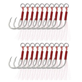 PATIKIL Fishing Assist Hooks Kit, 20 Pcs Glow Jigging Hook Slow Fast Fall Jigs Fishing Hooks for Vertical Jigging Lures, Green (65mmx20mm)