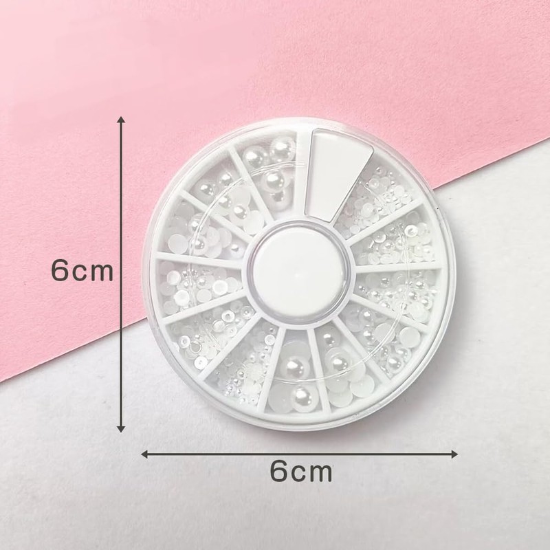 ESJNNK Pearl Assorted Pack Nail Parts 6 Sizes 1.5mm 2mm