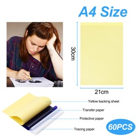 Frevoitna 60 Sheets of Stencil Paper, Tattoo Transfer Paper, Transfer Paper for Printer, A4 Tattoo Transfer Film for Printing, Blueprint Matrix Paper Tattoo, Tracing Paper Stencil, Tattoo Accessories