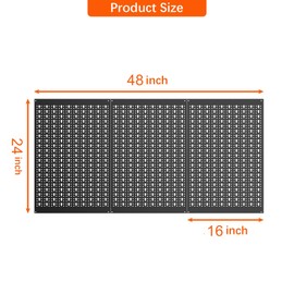 TORACK 3Pcs Metal Pegboard Panels for Garage Wall Utility Tools Pegboard Storage System for Workbench, Shop, Shed Modular Peg Board Organizer Board Kit(Pack of 3, Black)