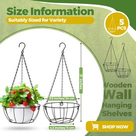 Nuogo 5 Pcs Plant Hanger Metal Plant Hanger Hanging Plant Holder 9.5 Inches Decorative Hanging Baskets for Plants Metal Hanging Planter Plant Shelf for Garden Porch Balcony Flower Pots Indoor Outdoor