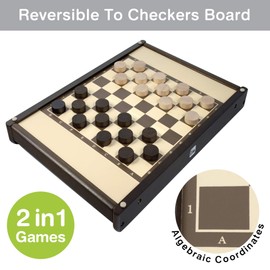 Tricket VS Checkers : Wooden Multi Tabletop Indoor Portable Board Games for Kids and Family