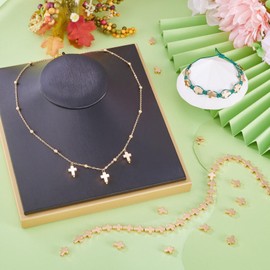 PandaHall 2 Strings Cross Hema Beads 10mm Light Gold Cross Spacer Gemstone Beads Bulk for Prayer Rosary Necklace Bracelet Jewellery Making