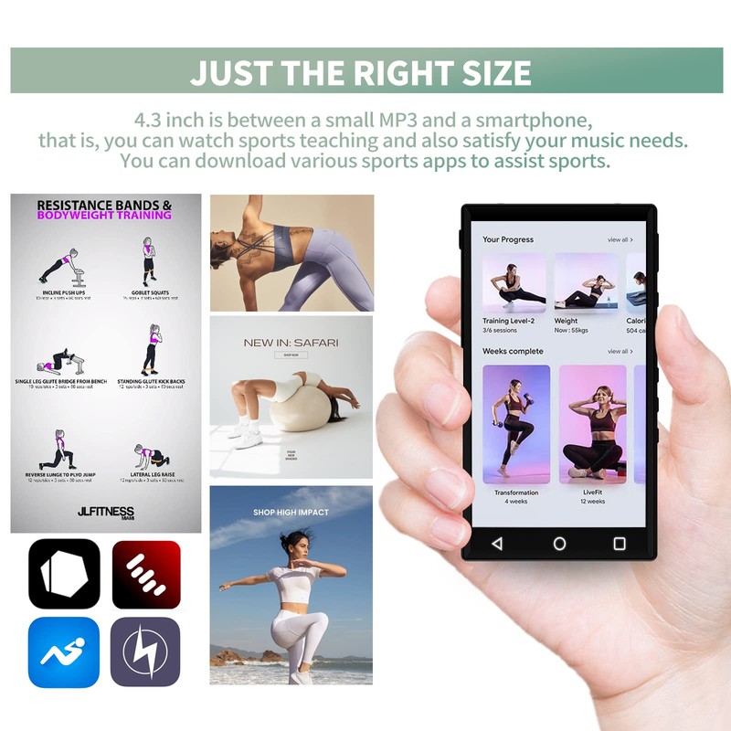 YFFIZQ 144GB MP3 Player with Bluetooth and WiFi,4.3" 1080P Full