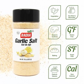 Badia Garlic Salt, 16 oz – Premium Blend of Salt & Garlic for Seasoning