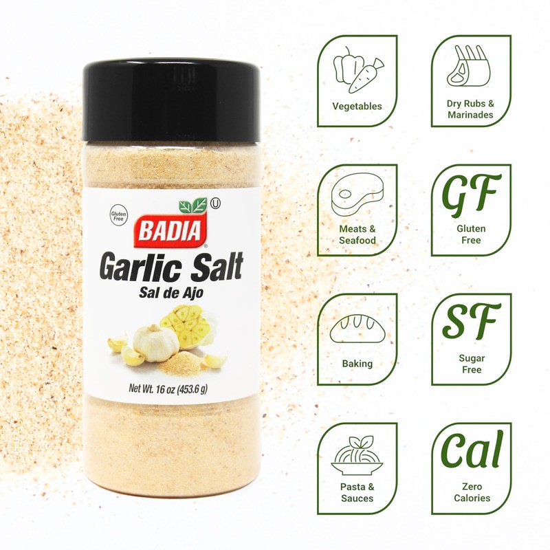 Badia Garlic Salt, 16 oz – Premium Blend of Salt