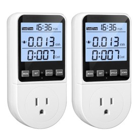 2 Pack Upgraded Watt Meter, Power Meter Plug Electricity Usage Monitor, Home Energy Monitor Consumption, Meter Sockets with Backlight, Overload Protection, 8 Modes Display