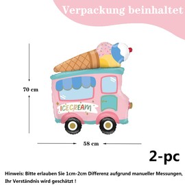 CHANGZHONG Balloons Ice Cream Truck Pack of 2 Ice Cream Truck Balloons Large Beautiful Cartoon Decor Children's Birthday Party Decoration for Boys Girls Birthday Decoration Summer Party Decoration