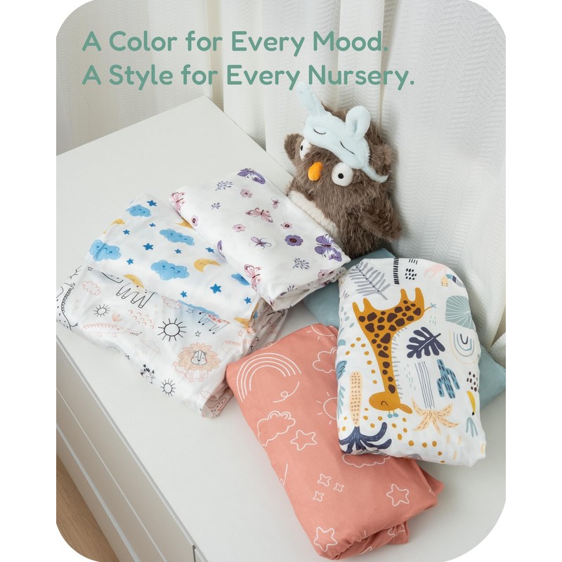 TotChill Pack and Play Sheets Fitted, Cloud+Blue Design, Soft and