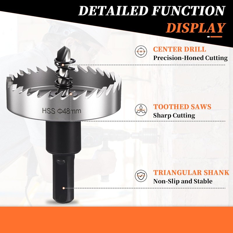 METALLIXITY Hole Saw Kit 48mm (1-57/64"), 4241 High Speed Steel