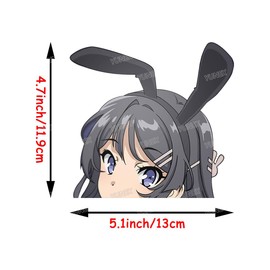 YUNEX 5.1 Inch Anime Car Sticker Mai Sakurajima Peeker Waterproof Auto Accessories Decal for Bumper Window Laptop Trunk