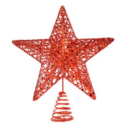 23CM Christmas Tree Topper- Christmas Tree Star for Xmas Decorations- 3D Glitter Red Star Christmas Tree Topper- Star Tree Topper for Christmas Tree, Outdoor Indoor Party (Red)