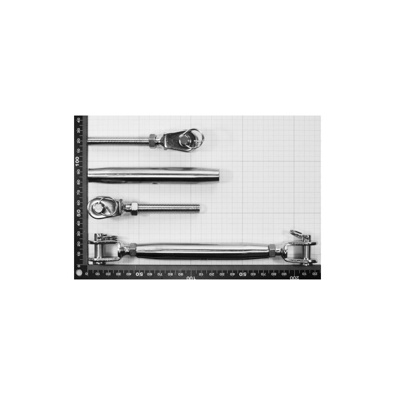 M10 Turnbuckle With Two Forks, Stainless Steel AISI 316