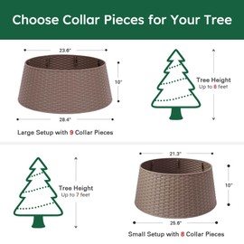 HarcoHome Christmas Tree Collar, 28.4" D Round Christmas Tree Base Cover, Plastic Rattan Tree Collar, Christmas Tree Ring for Artificial Trees, Christmas Tree Skirt for Christmas Decorations (Brown)