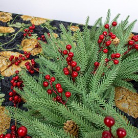 J'FLORU 50 Pack Christmas Tree Decorations 6.5 Inch Artificial Berry Stems Red Berry Picks for Xmas Winter Christmas Tree Ornaments Centerpieces Flower Arrangements