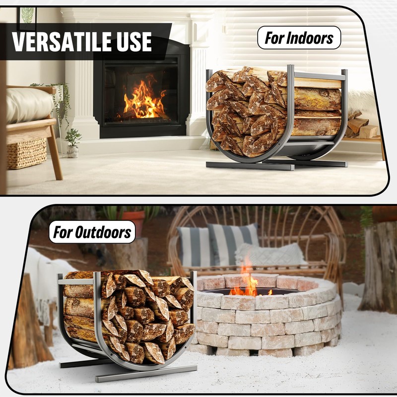 Idzo 17in Decorative Heavy Duty Firewood Storage Log Rack Decorative