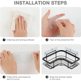 OTCO 8pcs Shower Caddy Adhesive Replacement Shower Shelf Rack Organizer Adhesive Strips No Drilling Hooks Stickers