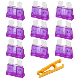 JatilEr Car Fuses 3A Standard Blade Fuses with 1 Fuse Puller for Car / RV / Truck / Motorcycle / Boat Pack of 10
