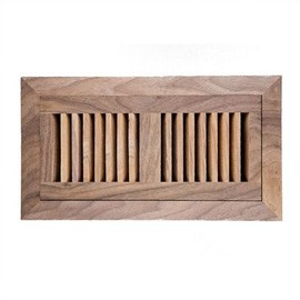 American Walnut Flush Mount Wood Vent Cover With Frame & Metal Damper Size: 4" x 12"