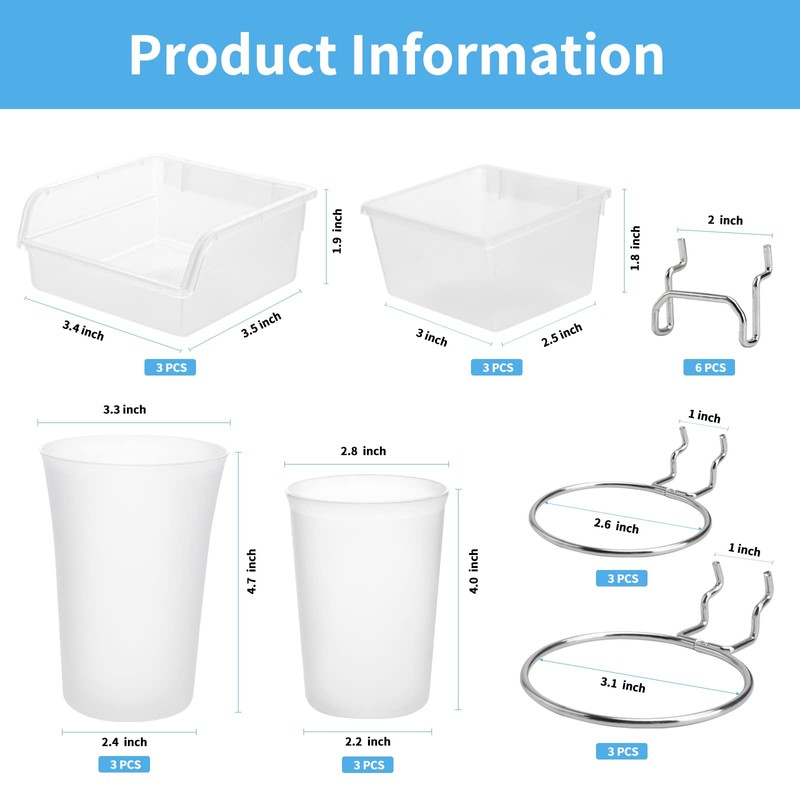 Pegboard Bins PegBoard Cups with Hooks & Loops 12 Pack