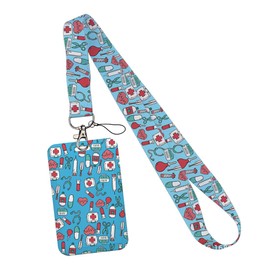 JEYORZY ID Badge Holder with Neck Strap, ID Badge Holder, Breakaway Lanyard for, Removable Name Tag Clips, Neck Lanyard Strap, Ideal for Medical Nurses, Office, School (Blue)