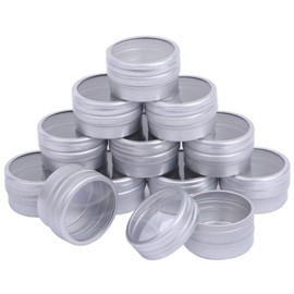 Chocople Aluminum Tin Can Cream Case Bead Case Cosmetics Divided Silver Window Set of 12 (10ml)