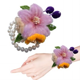 Oeaesahr Hand Woven Flower, Hand-Knitted Wrist Flower, Crochet Flower Wristbands, Pipe Cleaners Craft,Hand Made Wristband Accessories, Artificial Flower Wrist Corsages for Brides Wedding, Prom