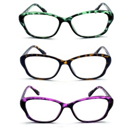 EYE ZOOM 3 Pack Stylish Cat Eye Style Reading Glasses for Women, Tortoise, +3.00