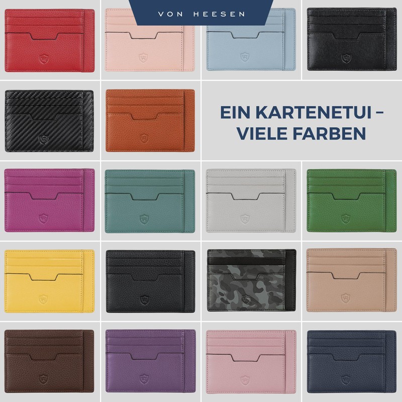 VON HEESEN Genuine Leather RFID Card Holder Made of Nappa
