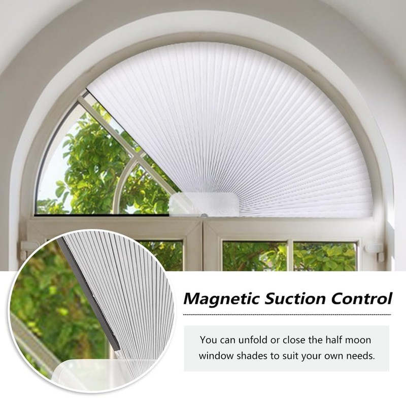 OUDUCK Arch Window Shades Blackout Half Circle Cellular Shades, Pleated
