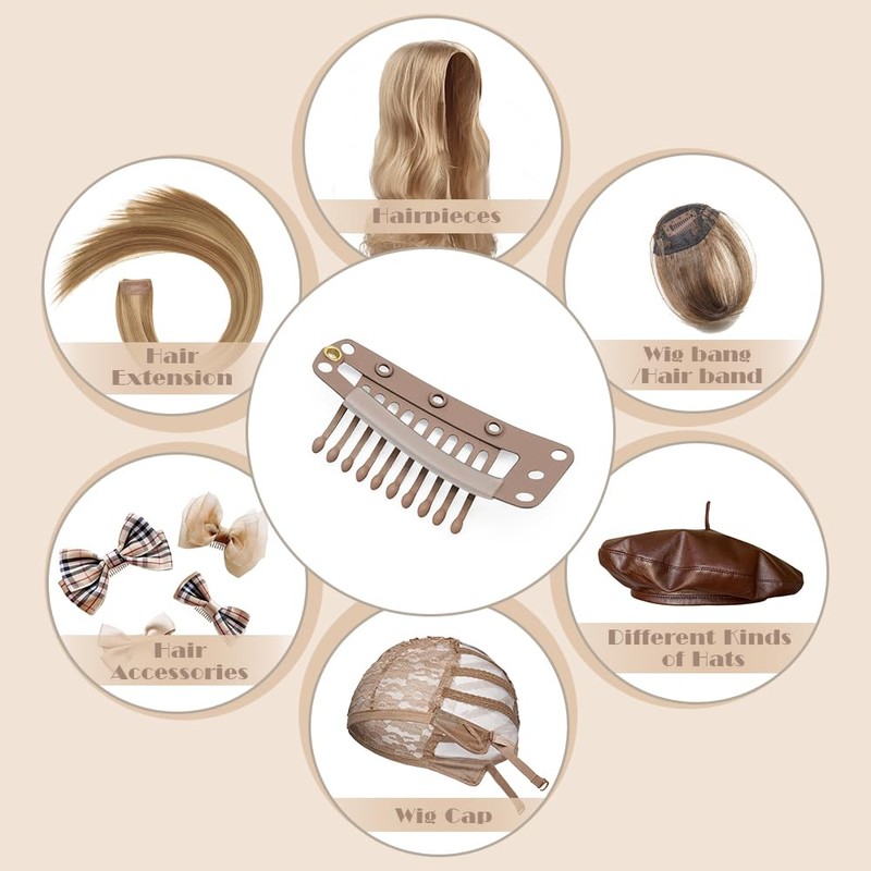 Dreamlover Wig Clips, Hair Extension Clips, 10 Teeth, Brown, 30