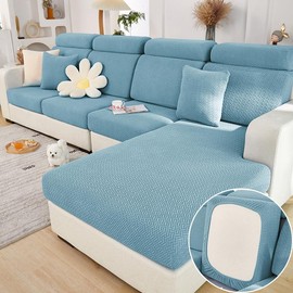 Disayu Magic Sofa Covers Couch Covers 2024 New Wear-Resistant Universal Sofa Covers Washable Stretch Couch Cushion Covers Slipcovers for Sectional Sofa (Texture Sea Blue,Headrest Cover)