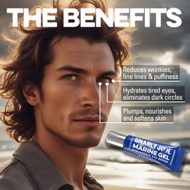 Gnarly Joe Eye Serum for Men - 10ml Anti-Fatigue Eye Serum with Hyaluronic Acid, Marine Algae & Aloe - Mens Eye Cream for Dark Circles, Puffiness & Fine Lines - Hydrating Eye Gel - Made in UK