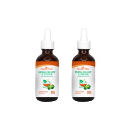 Natural Mate Monk Fruit & Stevia Liquid Sweetener Drops – Premium Organic Monk Fruit and Stevia Extracts, Sugar-Free, Zero Calories & Carbs, – 4 fl oz Glass Bottle (2 Pack, Total 1600 Servings)