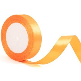 20mm Wide Orange Satin Ribbon - 22m Wrapping Ribbon for Presents, Cakes, Bows, Bouquets, Crafts, Weddings, Cars