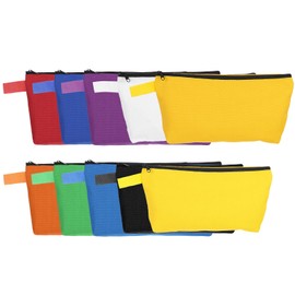 sourcing map Canvas Makeup Bags, 10 Pcs Travel Cosmetic Bags Bulk, Multipurpose Plain Toiletry Zipper Pouches Blank DIY Craft Bags Pencil Bag for Women Teens, 10 Color