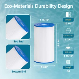 Yinage 71825 Replaces Hot Springs Spa Filters, Compatible with Watkins 31489, Unicel C-6430, PWK30, Filbur FC-3915, P/N0969601, 73178, 73250, 30 sq.ft.Pleated Fabric Filter Media 5 Pack
