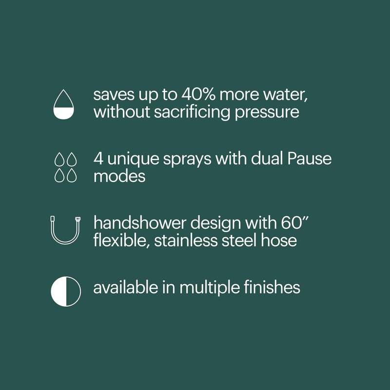 Brondell Nebia Yuba HandHeld Shower Head, 60" Stainless Steel Hose,