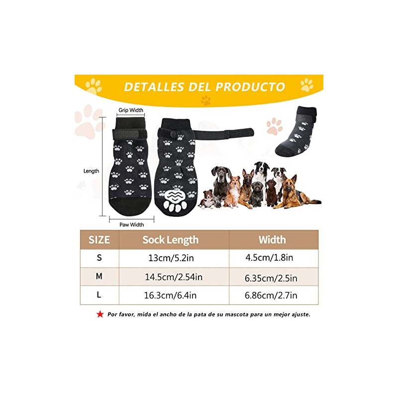 Calcetines Antideslizantes para Perros con Protectores de Patas,Calcetines Antideslizantes de