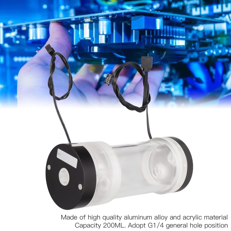 Water Cooling Tank 200ML Temperature Display RGB 160mm G1/4 Cylindrical