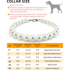KUDES Collar De Perlas Gruesas para Perro(Cuentas De 20 Mm), Elegante Y Clásico Collar De Perlas Extragrandes, Accesorio para Ocasiones Y Reuniones con Perros Medianos Y Grandes(Blanco, Talla XL