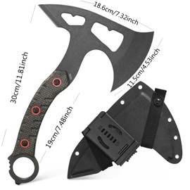 Ccanku C1392 Camping Axes,DC53 Steel Blade with Micarta Handle Chopping Axe Bushcraft Camping Axes Survival Hatchet with Kydex Sheaths for Hiking Hunting Camping Splitting Chopping Wood(Black)