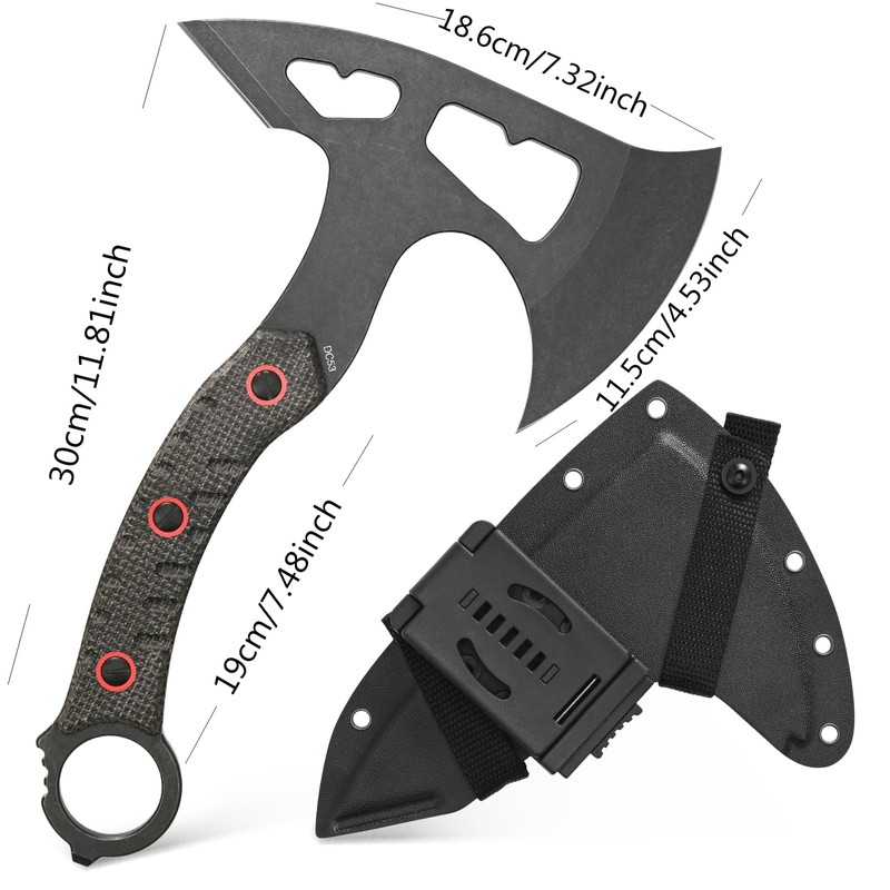 Ccanku C1392 Camping Axes,DC53 Steel Blade with Micarta Handle Chopping