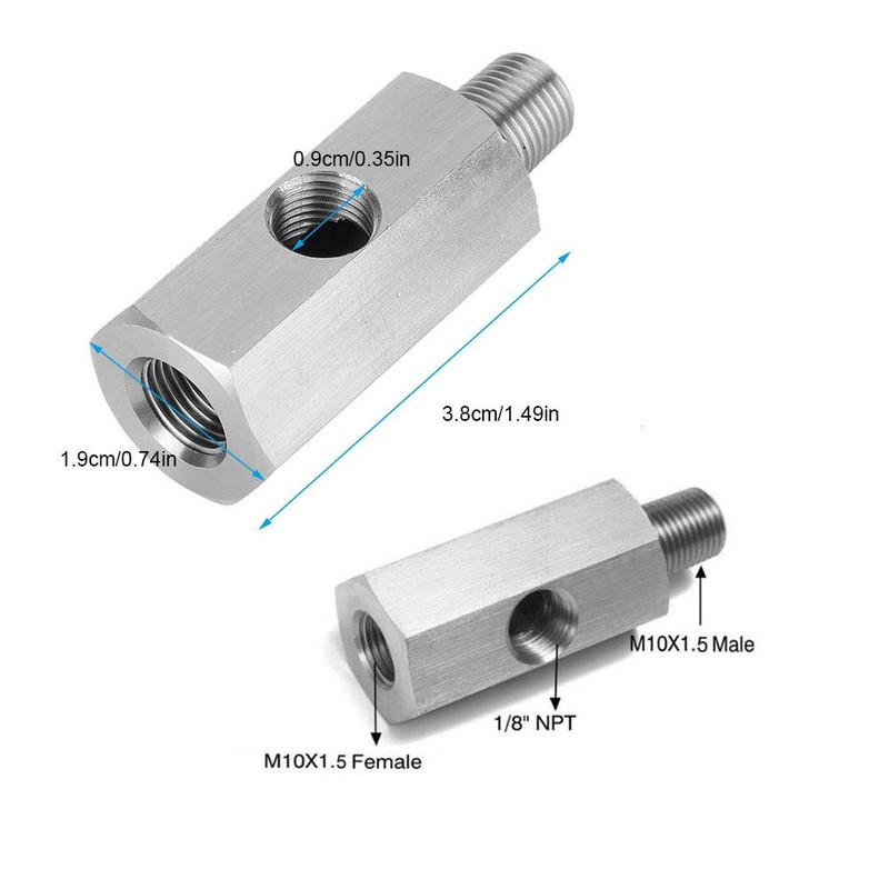 Suuonee Oil Pressure Sensor Adapter, M10 Stainless Steel Oil Pressure