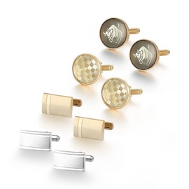 wynameleri Mens Cufflinks Set 4 Pairs Formal Business Shirts Dress Buttons Cuff Link Box Packed T0204025