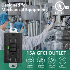 Wengart Industrial Generator GFCI Outlet,Weather-Resistant AC125V 20Amp 60Hz,Adapt to The Voltage and Current Characteristics of The Generator,Protecting Expensive Industrial Equipment,Black